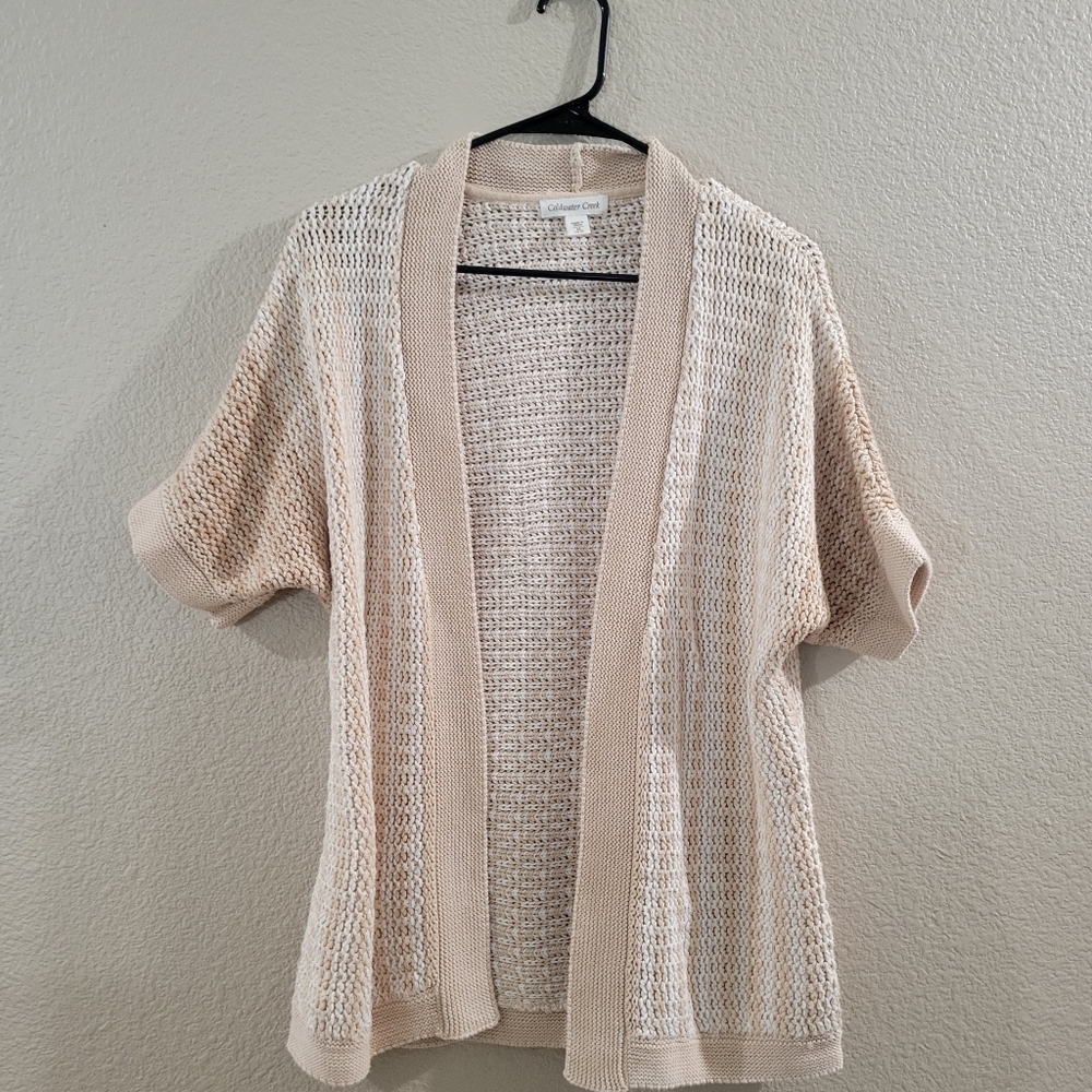 Cold Water Creek Beige Open Weave Cardigan